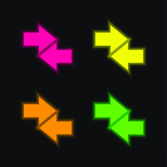 Arrows four color glowing neon vector icon