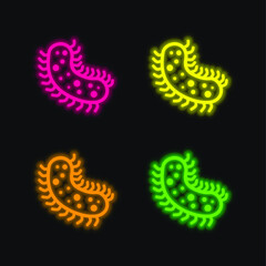 Bacteria four color glowing neon vector icon