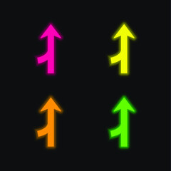 Arrow Merge Symbol four color glowing neon vector icon