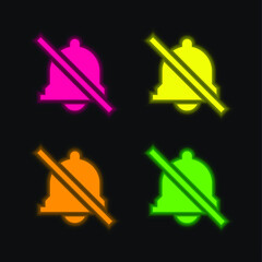 Alarm four color glowing neon vector icon