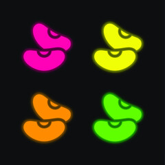 Beans four color glowing neon vector icon