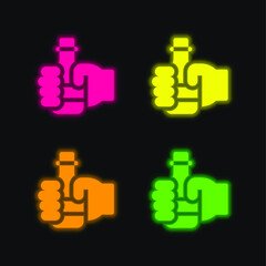 Beer four color glowing neon vector icon