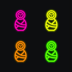 Baby Outline four color glowing neon vector icon