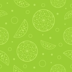 Vector green two-tone seamless pattern with lime slices