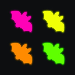 Bat four color glowing neon vector icon