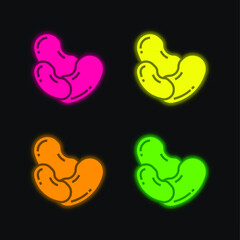 Bean four color glowing neon vector icon