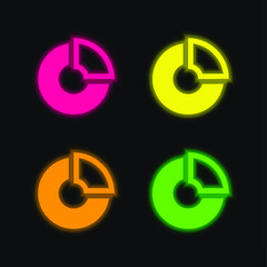Analytics four color glowing neon vector icon