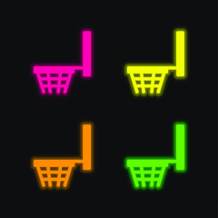Basketball Basket four color glowing neon vector icon