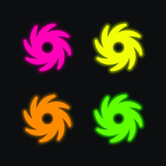 Obraz premium Black Hole four color glowing neon vector icon