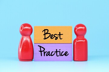peg doll, colored blocks and the word best practice