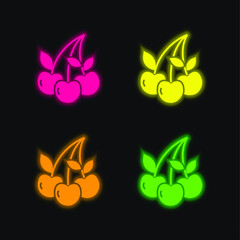 Berry four color glowing neon vector icon