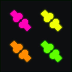 Bone four color glowing neon vector icon