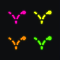 Bounce four color glowing neon vector icon