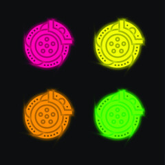 Brake four color glowing neon vector icon