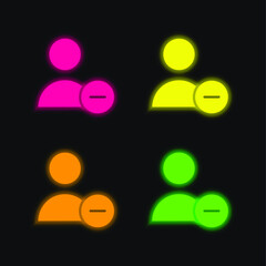 Block User four color glowing neon vector icon