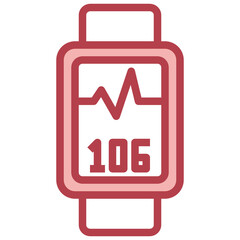Technology And Devices_smart watch red line icon,linear,outline,graphic,illustration