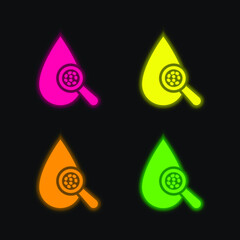 Blood Test four color glowing neon vector icon