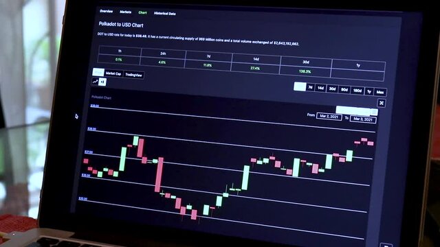 DOT 24 hour Candle Stick Charts on a Laptop