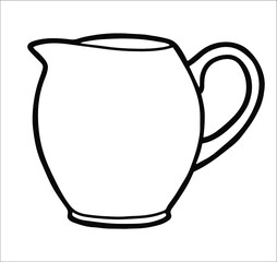 Ceramic milk jug. Coloring page. Black outline.