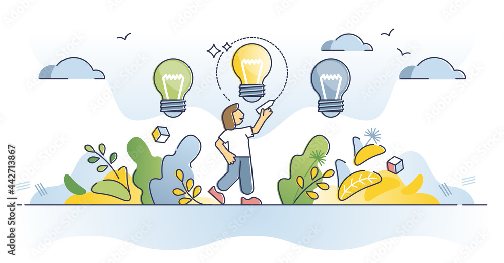 Poster vision and ideas as creative project selection for business outline concept. innovation organization