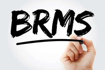 BRMS - Business Rules Management System acronym with marker, concept background