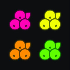 Acai four color glowing neon vector icon
