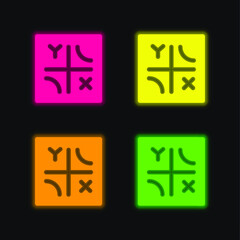 Obraz premium Axis four color glowing neon vector icon