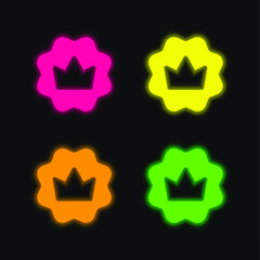 Badge four color glowing neon vector icon