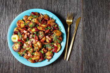 roast potato salad with red onion and bacon