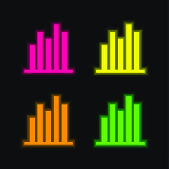 Bar Graph four color glowing neon vector icon