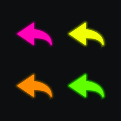 Back Arrow four color glowing neon vector icon