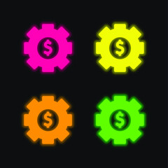 Asset Management four color glowing neon vector icon