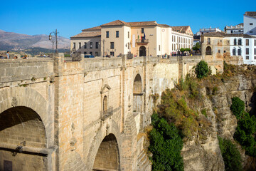 Naklejka na ściany i meble Beautiful view of historic roman bridge in Ronda, Spain