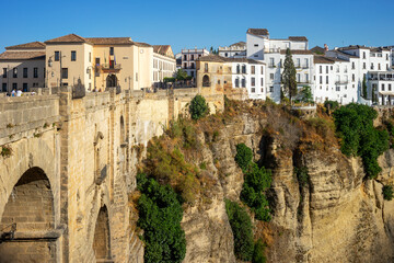 Fototapeta na wymiar Beautiful view of historic roman bridge in Ronda, Spain