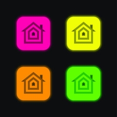 Apple four color glowing neon vector icon