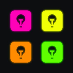 Apple four color glowing neon vector icon