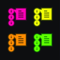 Alerts four color glowing neon vector icon