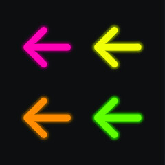 Arrow four color glowing neon vector icon