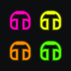 Auricular Of Big Size four color glowing neon vector icon