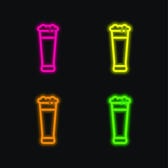Beer four color glowing neon vector icon