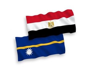 Flags of Republic of Nauru and Egypt on a white background