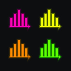 Analysis four color glowing neon vector icon