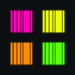 Barcode Square Variant four color glowing neon vector icon