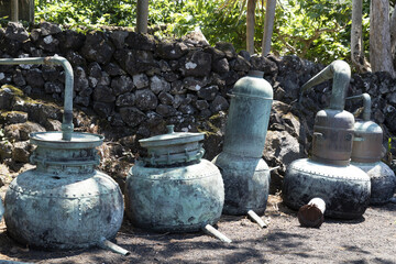 Azores old wine stills caldron hood condensation serpentine tube