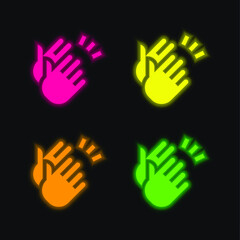 Fototapeta premium Applause four color glowing neon vector icon