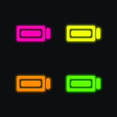 Battery Full Charge four color glowing neon vector icon