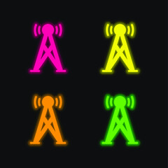 Antenna four color glowing neon vector icon