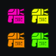 Bar Code four color glowing neon vector icon