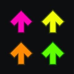 Arrow Pointing To Up four color glowing neon vector icon