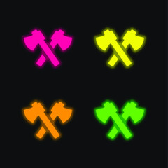 Axes four color glowing neon vector icon